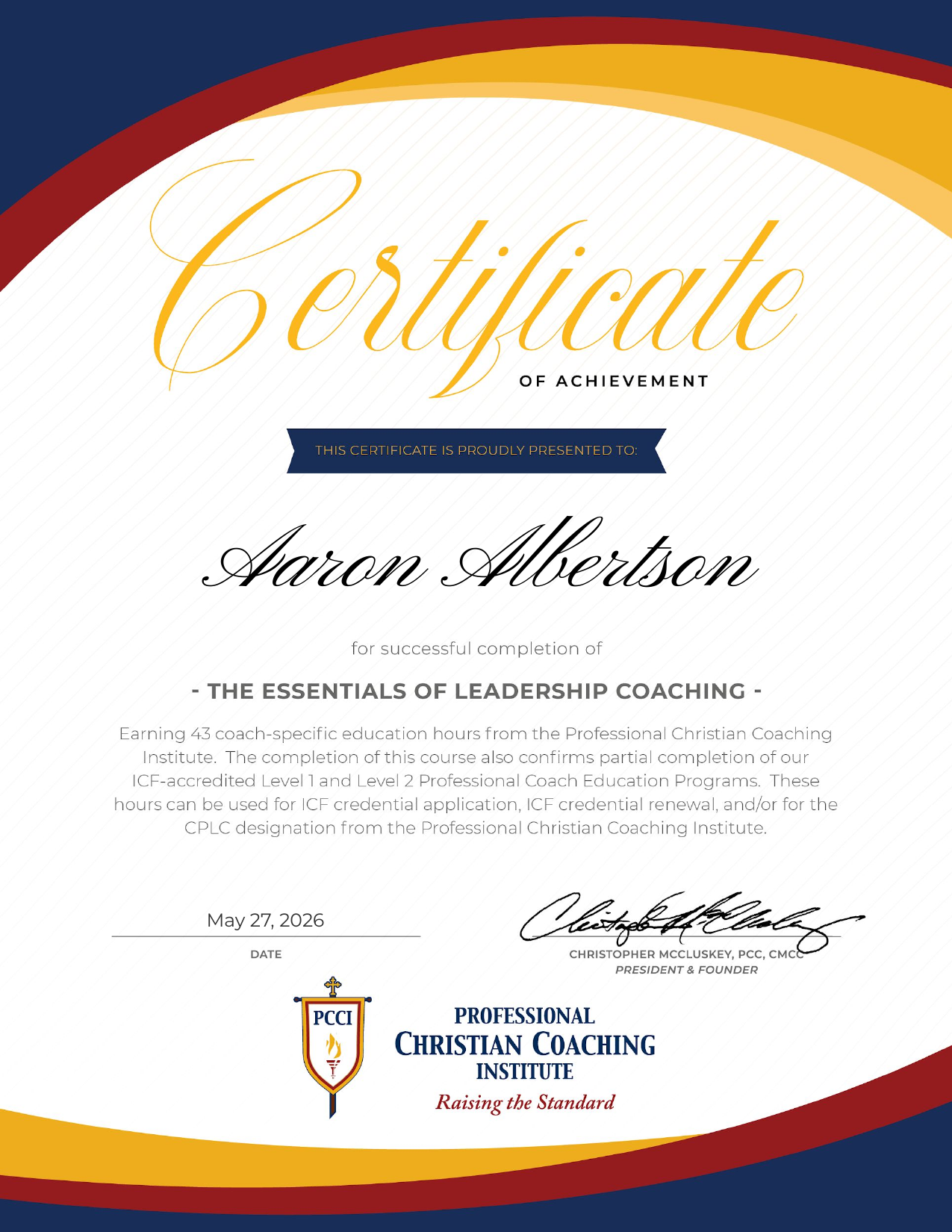 The Essentials of Leadership Coaching Certificate — Aaron Albertson